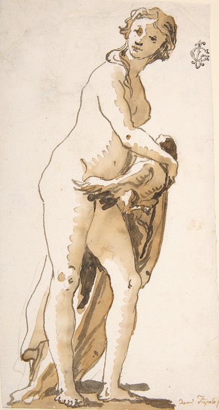 Study of a Garden Sculpture; Leda — Giovanni Domenico Tiepolo