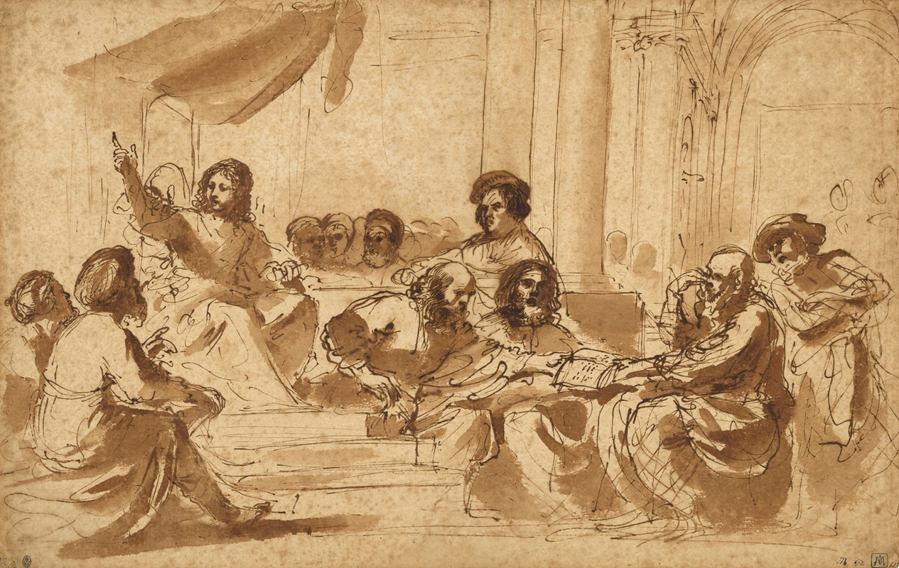 Christ Preaching in the Temple by Гверчино, 1625–1627 — digital art print download