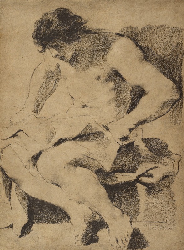 Study of a Seated Young Man by Гверчино, 1619 — digital art print download