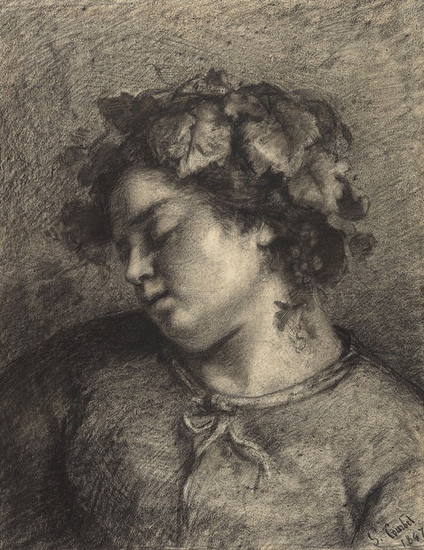 Head of a Sleeping Bacchante by Гюстав Курбе, 1847 — digital art print download