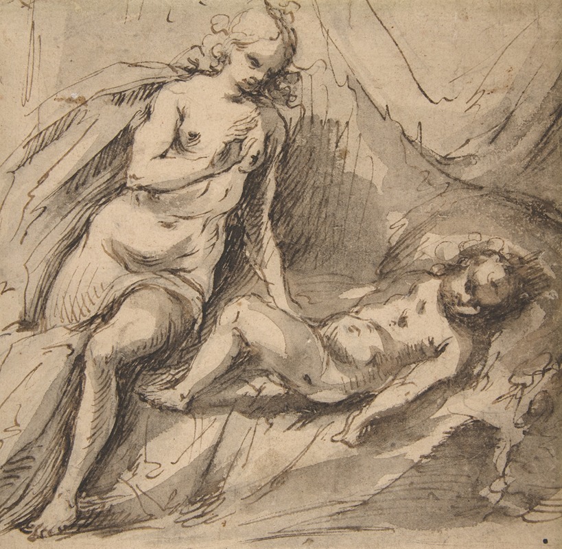 Venus and Sleeping Cupid by Hans Stutte, 1600–1625 — digital art print download