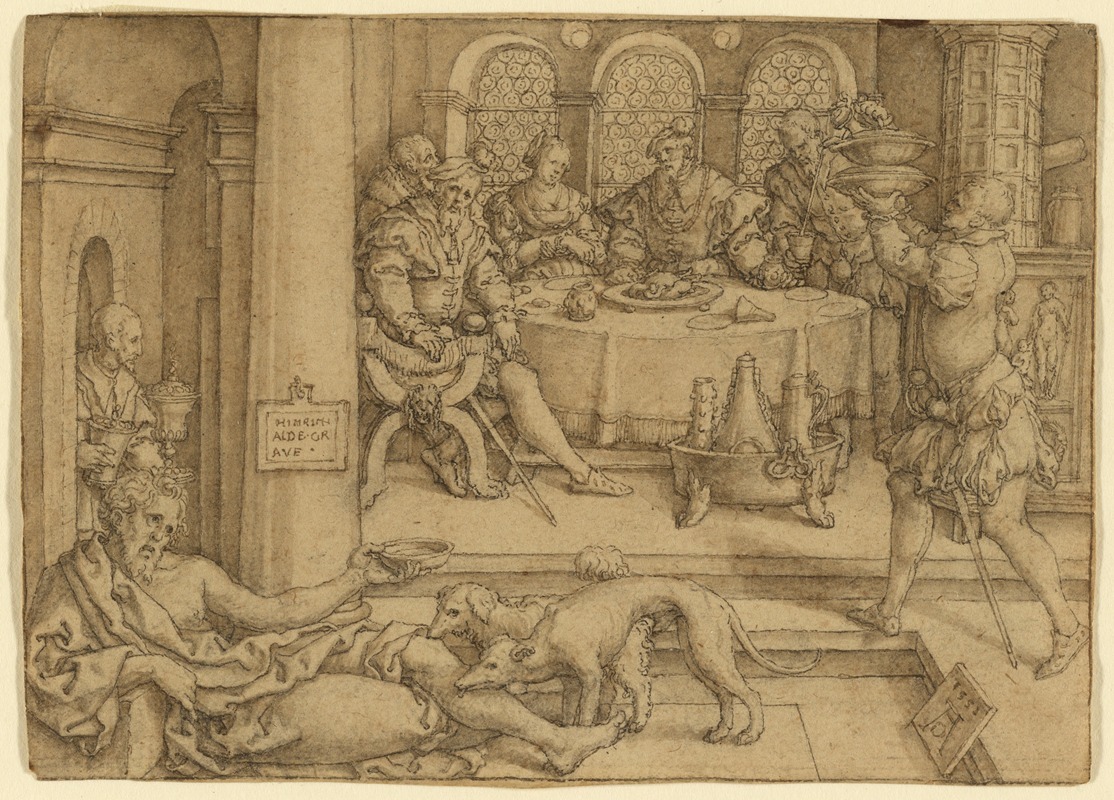 Lazarus Begging for Crumbs from Dives's Table by Генрих Альдегревер, 1552 — digital art print download