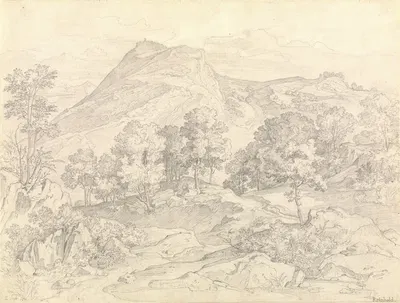 A View of Civitella from the Serpentara next to Olevano by Heinrich Reinhold, 1821 — digital art print download