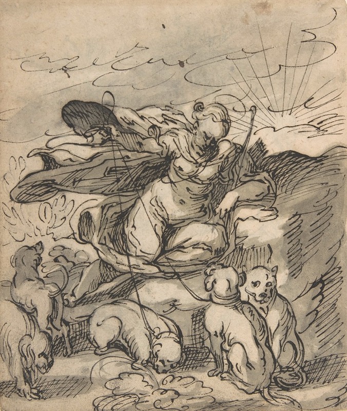 Diana Resting with Her Hounds by Hermann Weyer — digital art print download