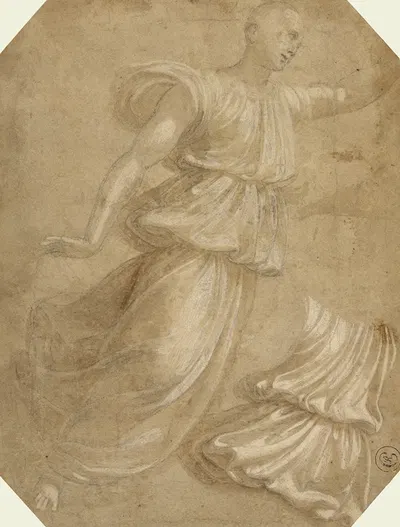 Study of an Angel and of Drapery by Innocenzo da Imola, 1520 — digital art print download