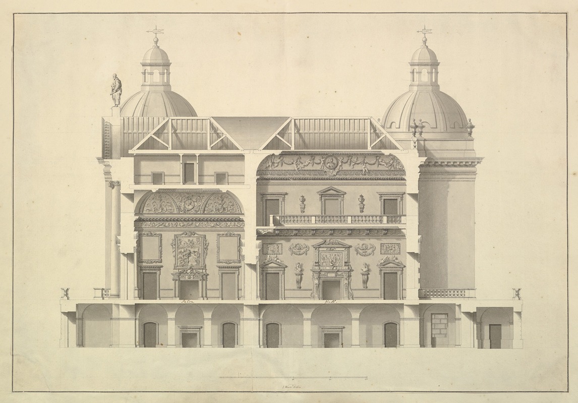 Transverse Section, Houghton Hall, Norfolk by Isaac Ware, 1735 — digital art print download