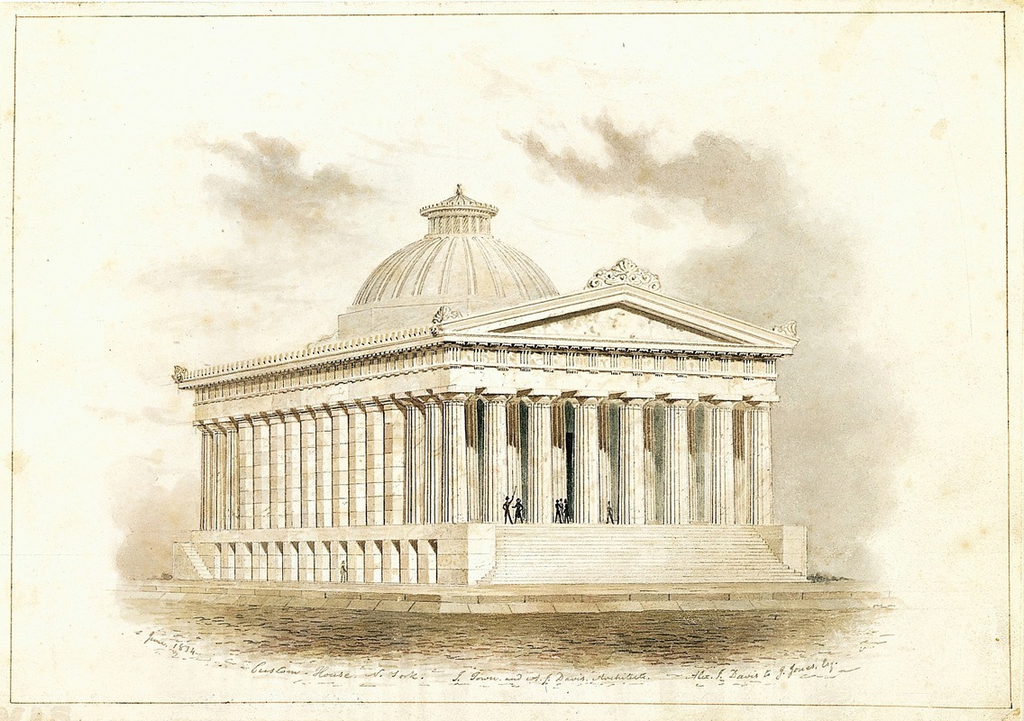 U. S. Custom House, New York (perspective) by Ithiel Town, 1834 — digital art print download