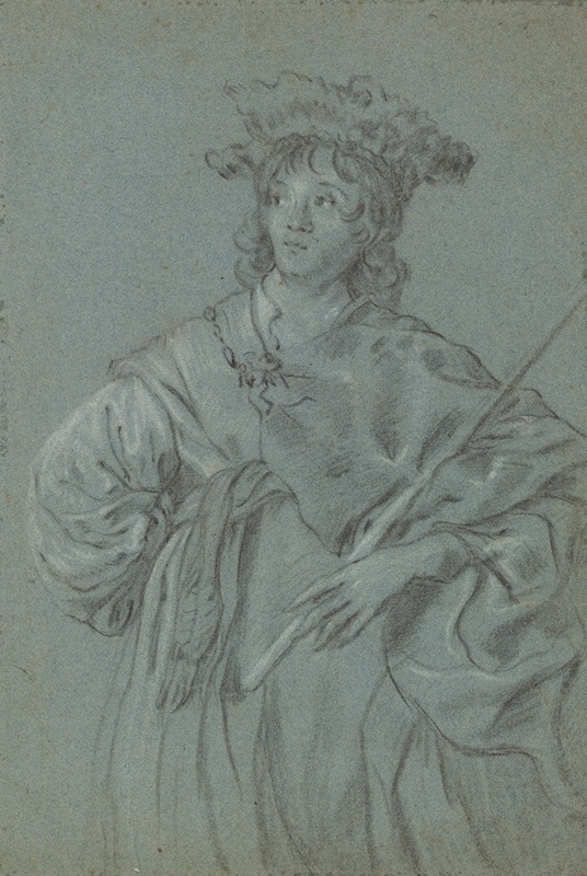 A Young Man with a Fur Hat Holding a Staff — Jacob Adriaensz Backer