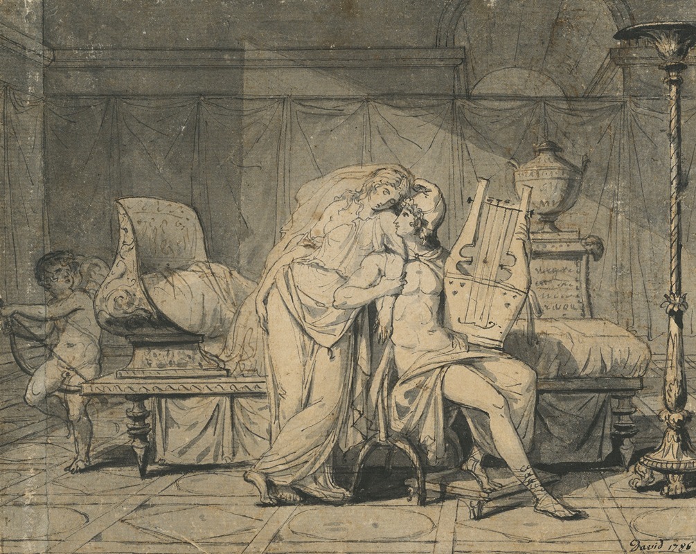 Paris and Helen by Жак Луи Давид, 1786 — digital art print download