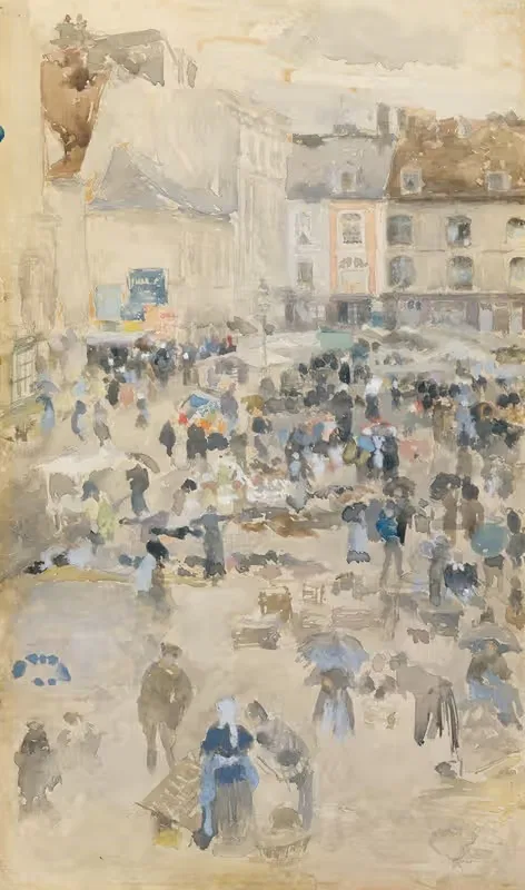 Variations in Violet and Grey—Market Place, Dieppe — James Abbott McNeill Whistler