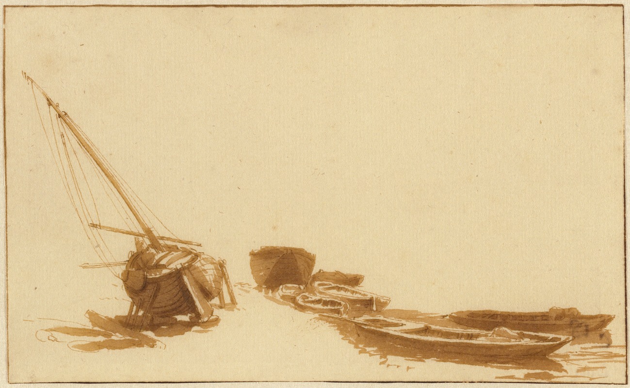 Boats on Shore and in Water — Jan de Bisschop