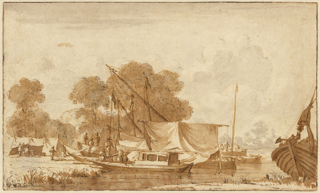The Valkenburg Ferry Boat by Ян де Биссхоп, 1655–1660 — digital art print download