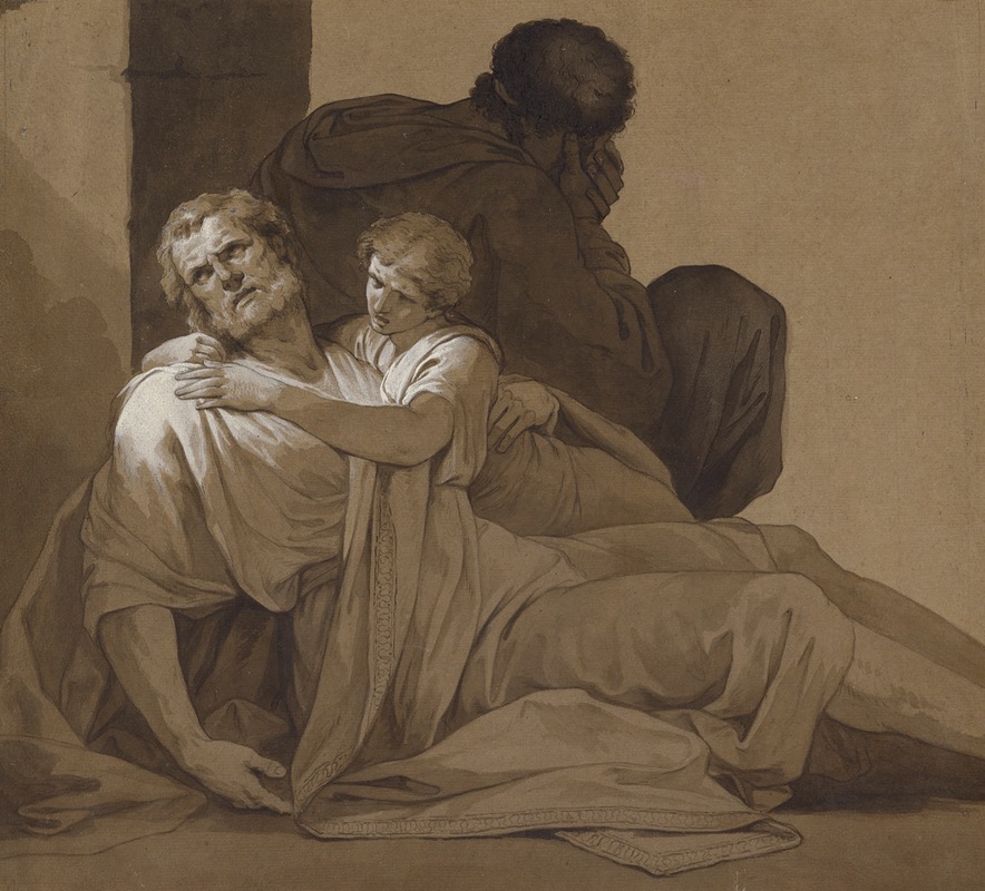 Study for the Death of Socrates by Жан-Франсуа-Пьер Пейрон, 1787 — digital art print download