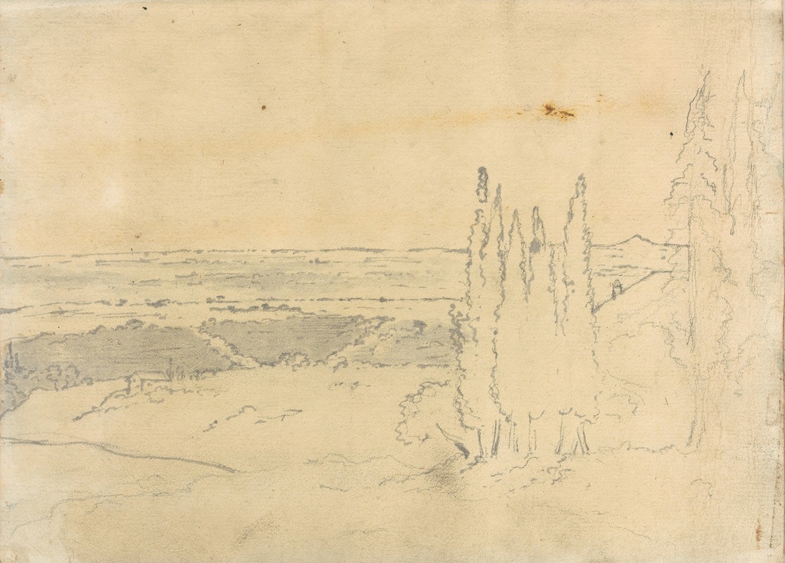 Landscape with Cedars and Buildings by Джозеф Райт из Дерби — digital art print download