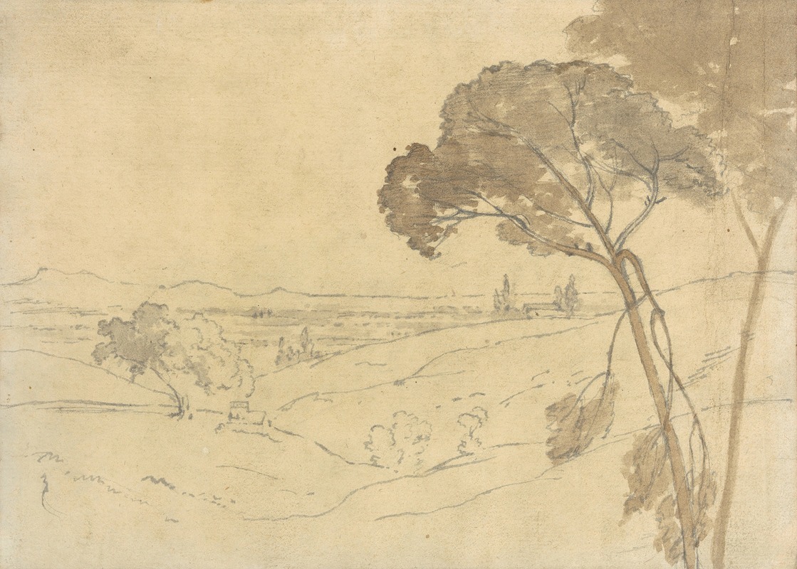 Landscape with Distant Buildings by Джозеф Райт из Дерби — digital art print download