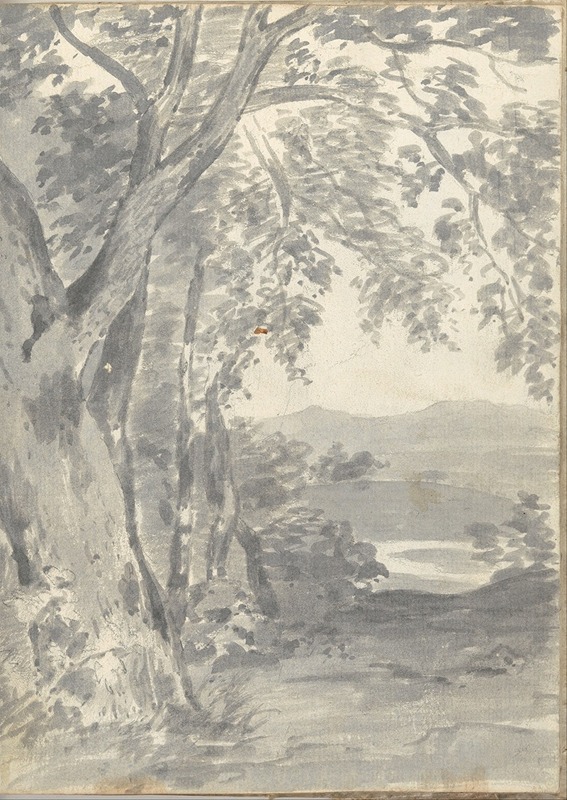 Landscape with Trees and Distant Hills by Джозеф Райт из Дерби — digital art print download