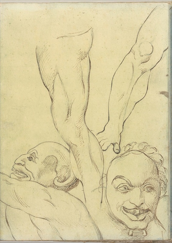 Two Demons and Two Legs, probably after Michelangelo by Джозеф Райт из Дерби — digital art print download
