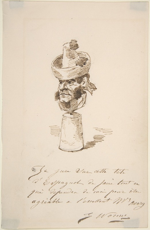 Caricatured Head of a Spaniard — Jules Worms