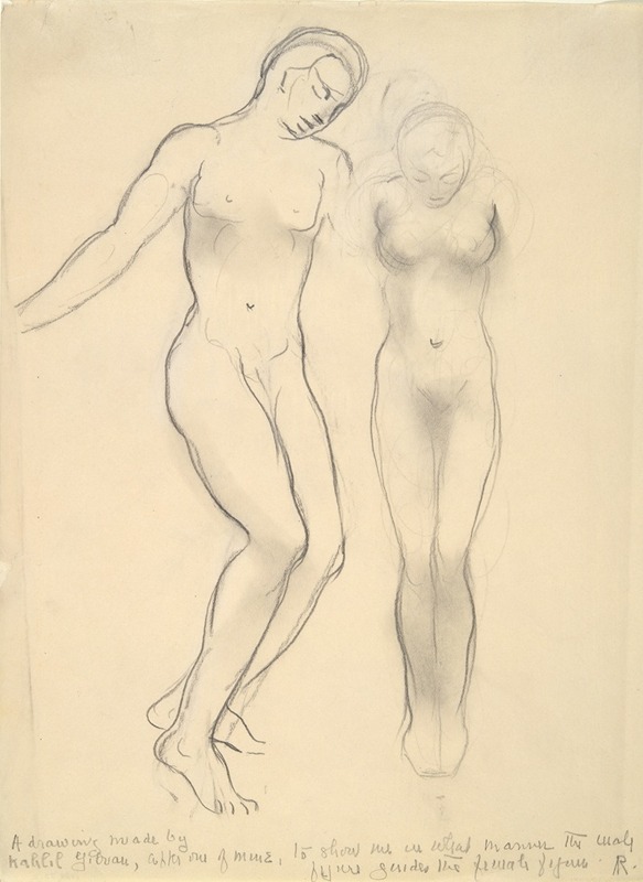 Two Figures by Kahlil Gibran — digital art print download