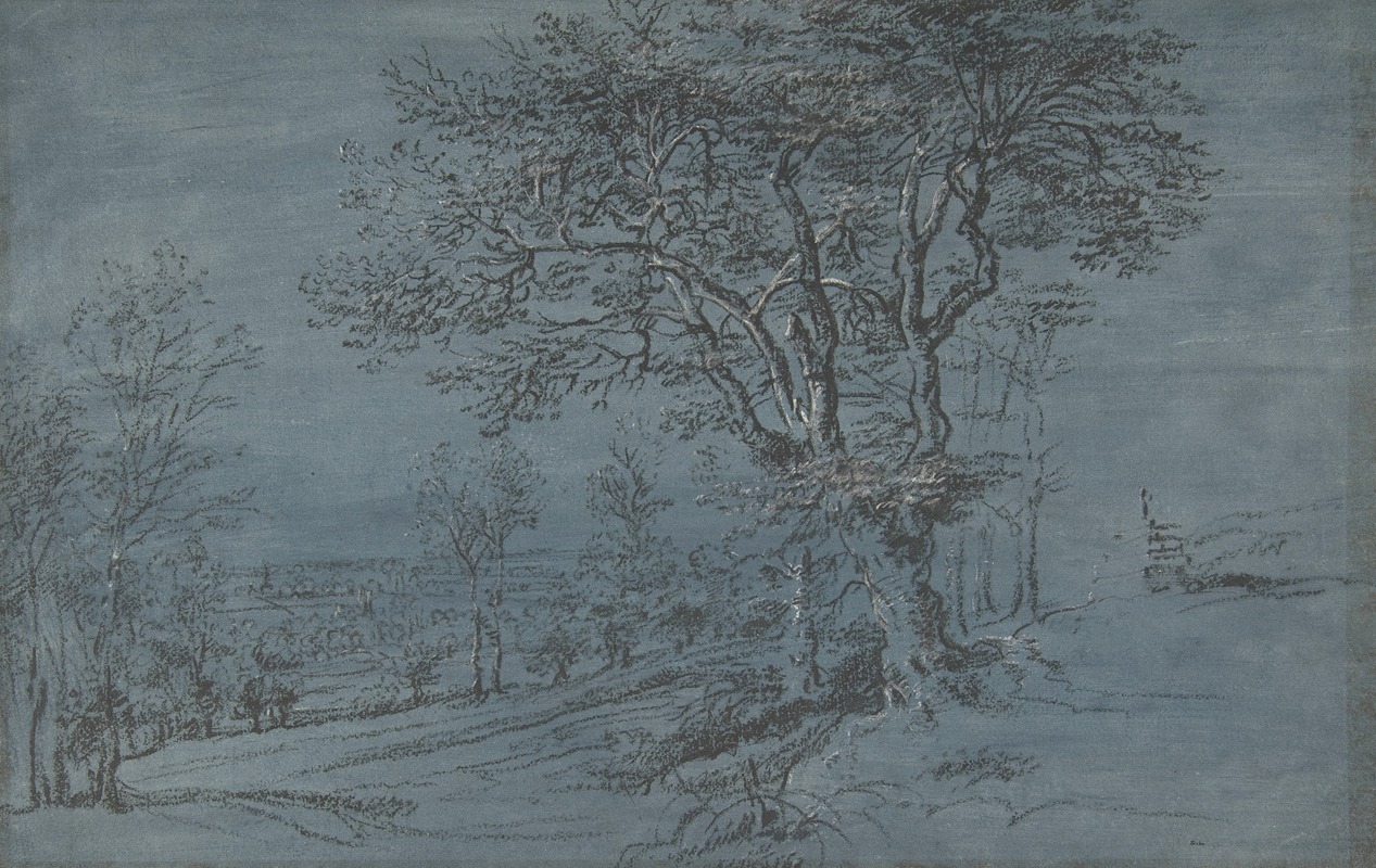 Wooded Landscape with a House by a River — Lucas van Uden