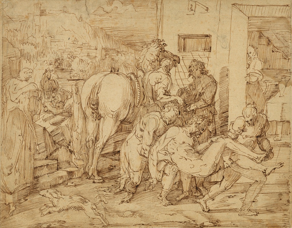 The Good Samaritan by Master of the Egmont Albums, 1580–1590 — digital art print download