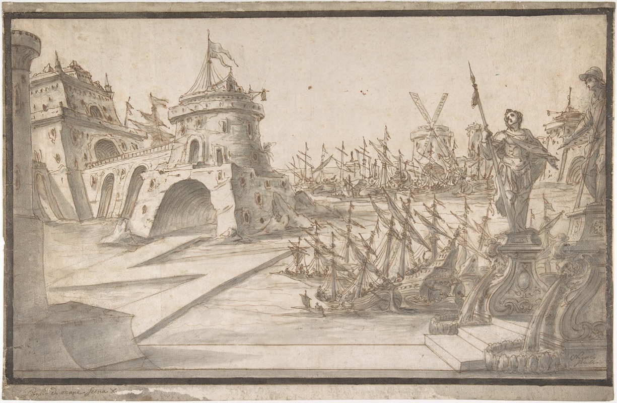 Harbor Scene by Nikolaus Gottfried Stuber — digital art print download