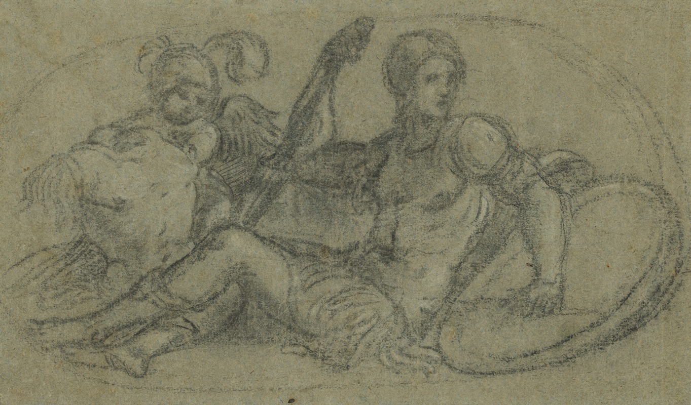 Seated Male Figure with Putto and Armor — Paris Bordone