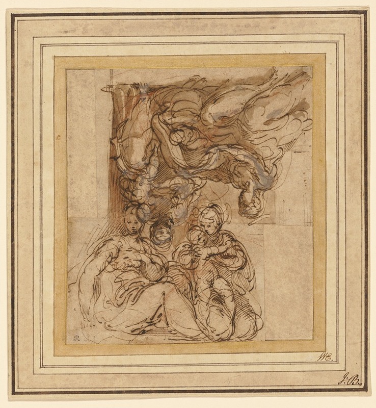 Two Studies for a Holy Family by Пармиджанино, 1526 — digital art print download
