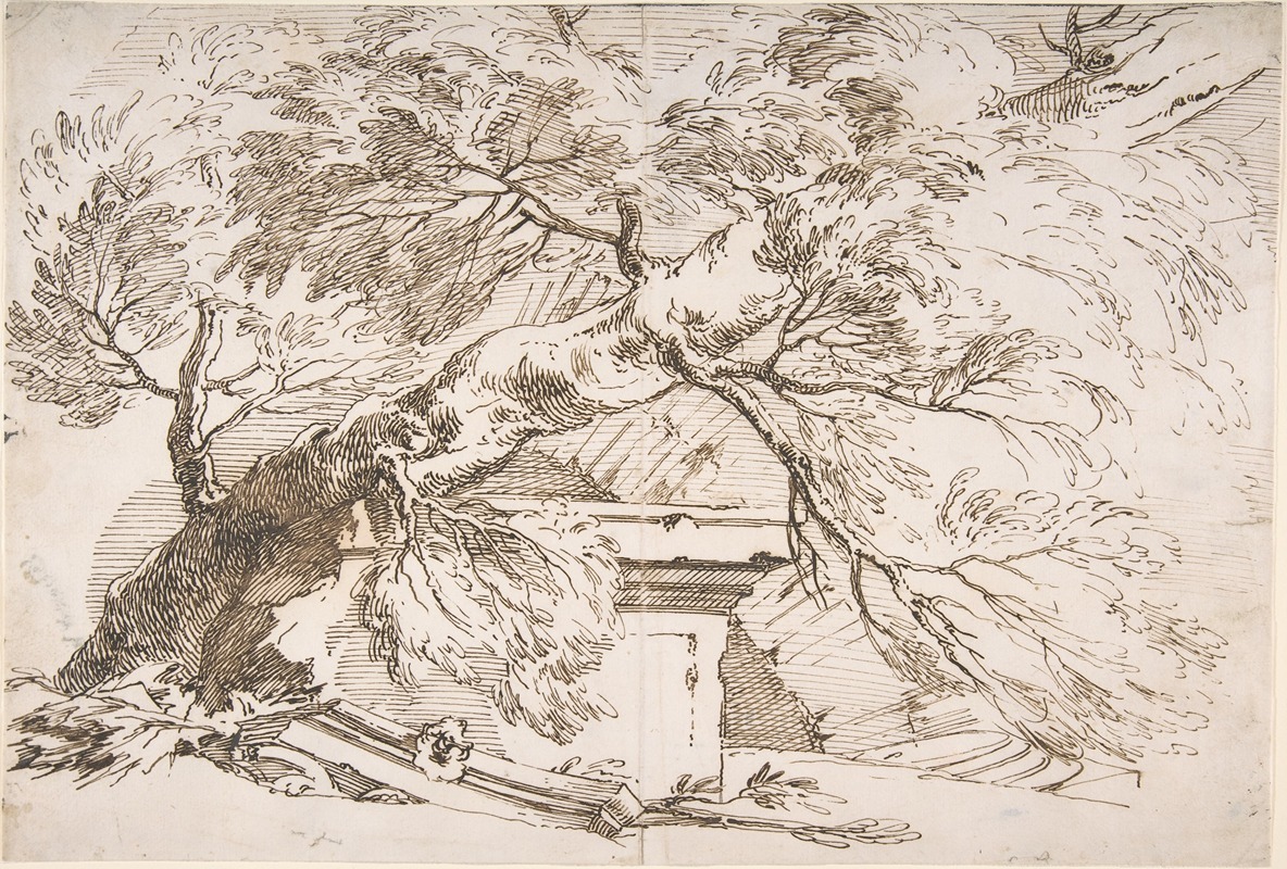 A Fallen Tree with Ruins by Paul Troger, 1700–1762 — digital art print download
