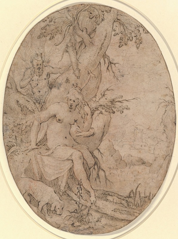 Diana and a Leering Satyr in a Forest — Paulus Willemsz. van Vianen