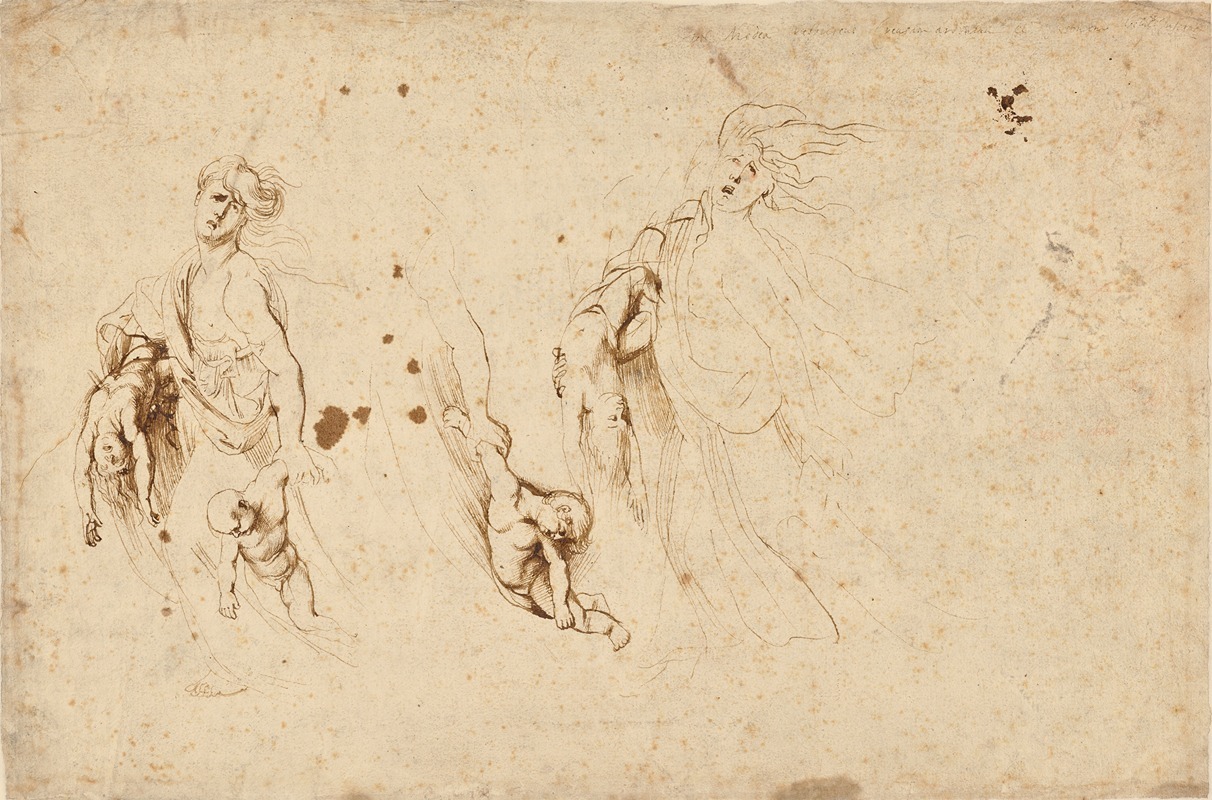 Three Sketches for Medea and Her Children — Peter Paul Rubens