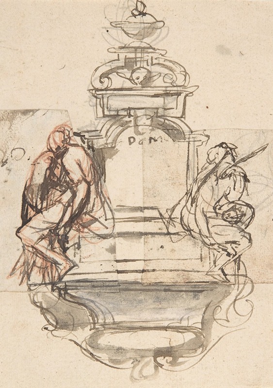 Design for a sepulchral monument with two figures by Pieter Verbruggen the Younger — digital art print download