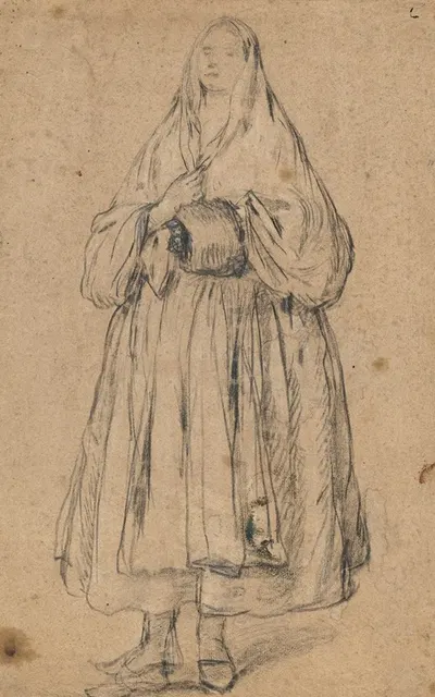 Standing Woman Holding a Muff, Turned Slightly to the Left by Pietro Longhi, 1755–1760 — digital art print download