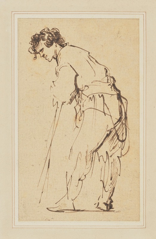 Young Man Leaning on a Stick by Рембрандт ван Рейн, 1629 — digital art print download