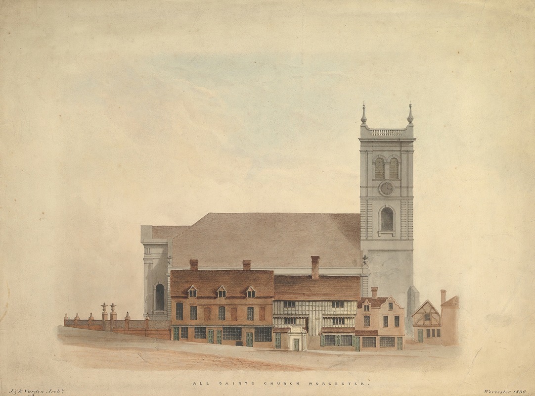 All Saints Church, Worcester by Richard Varden, 1836 — digital art print download