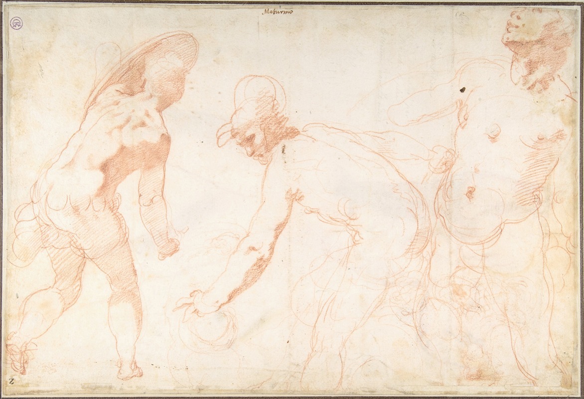 Three Studies of Soldiers by Taddeo Zuccaro, 1550 — digital art print download