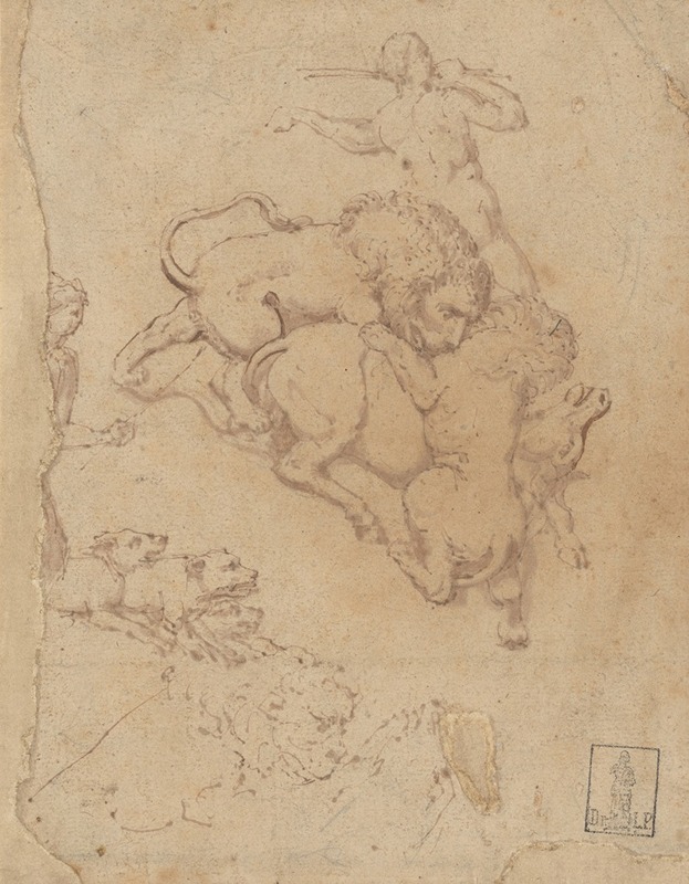 Hunting Scene and Lions Attacking Animals — The Veneto