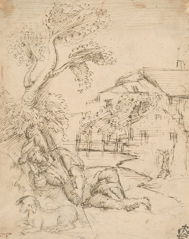 Landscape with a Shepherd in Repose by The Veneto — digital art print download