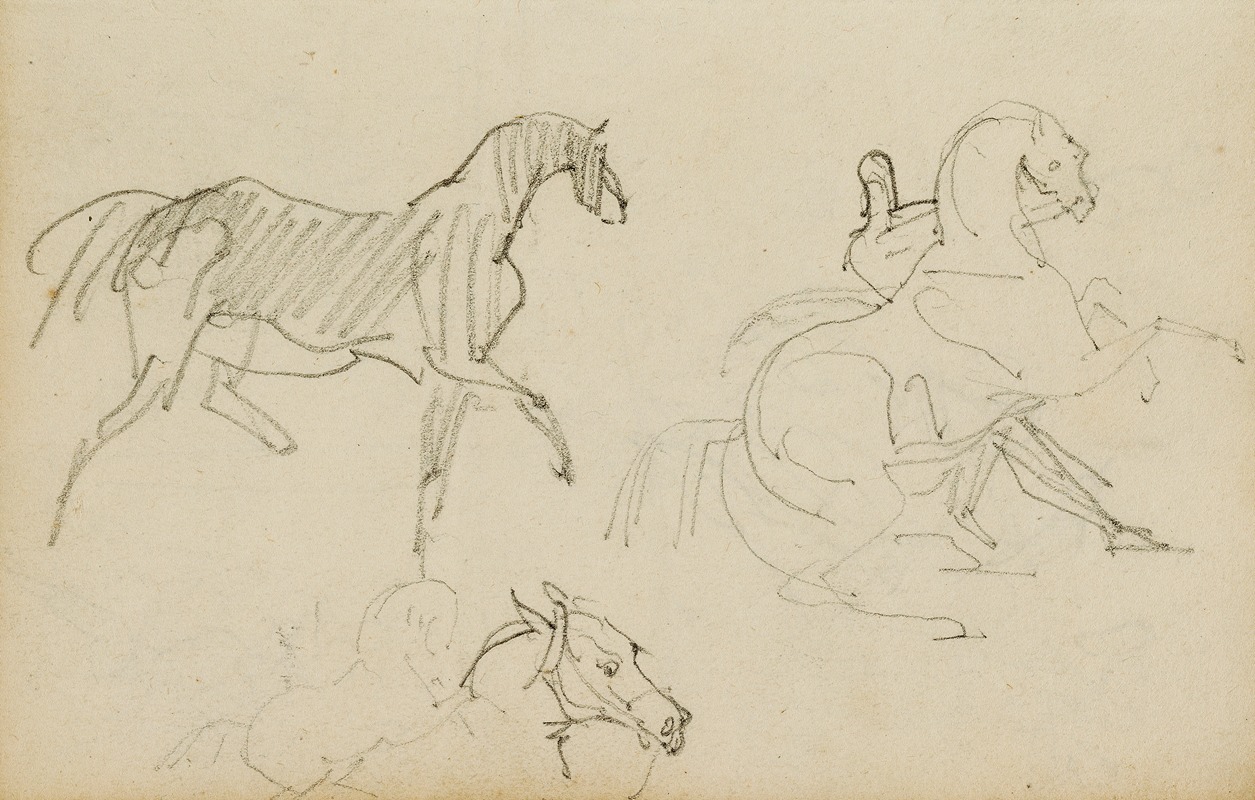 Three horse studies by Теодор Жерико, 1812 - 1814 — digital art print download