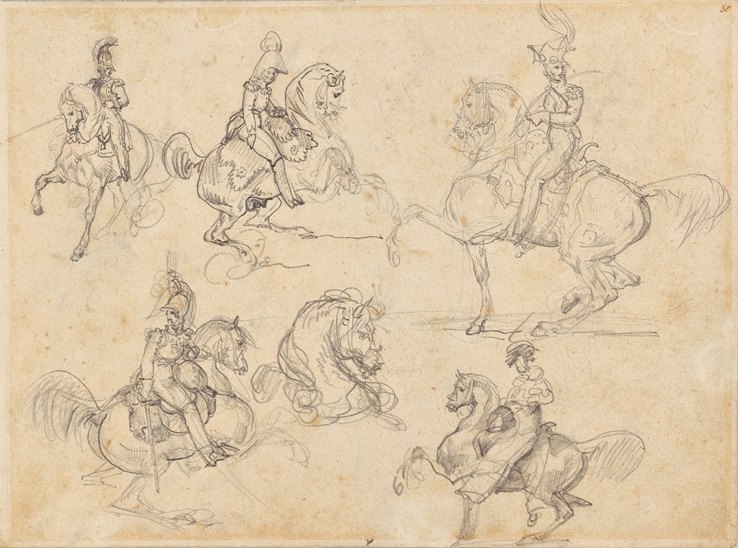 Horses and Riders by Теодор Жерико, 1813–1814 — digital art print download