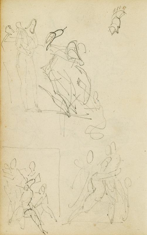 Three compositional studies of figure group by Теодор Жерико, 1812–1814 — digital art print download