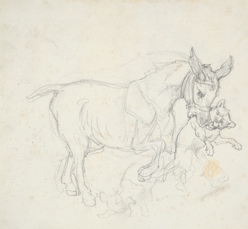 Donkey Holding Dog in its Mouth — Théodore Géricault