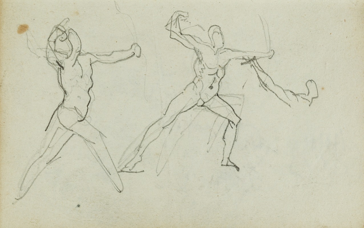 Three studies of a bowman by Теодор Жерико, 1812 - 1814 — digital art print download