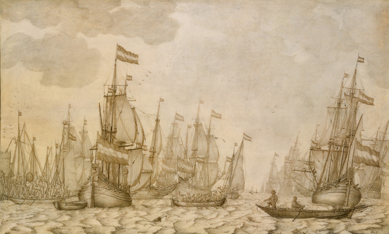 Dutch Ships on a Harbour by Виллем ван де Вельде Старший — digital art print download