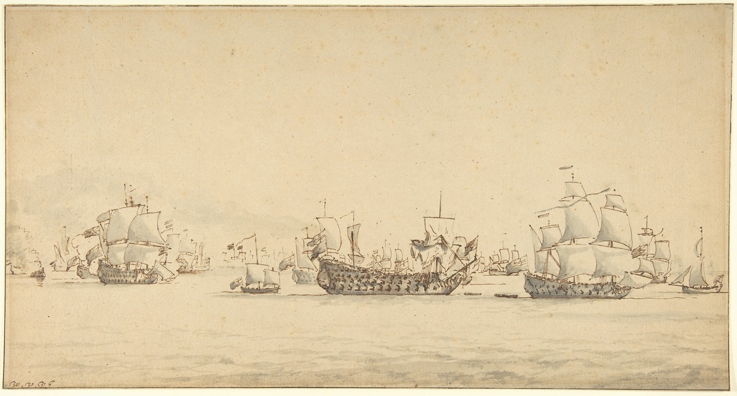 Warships at Sea by Виллем ван де Вельде младший — digital art print download