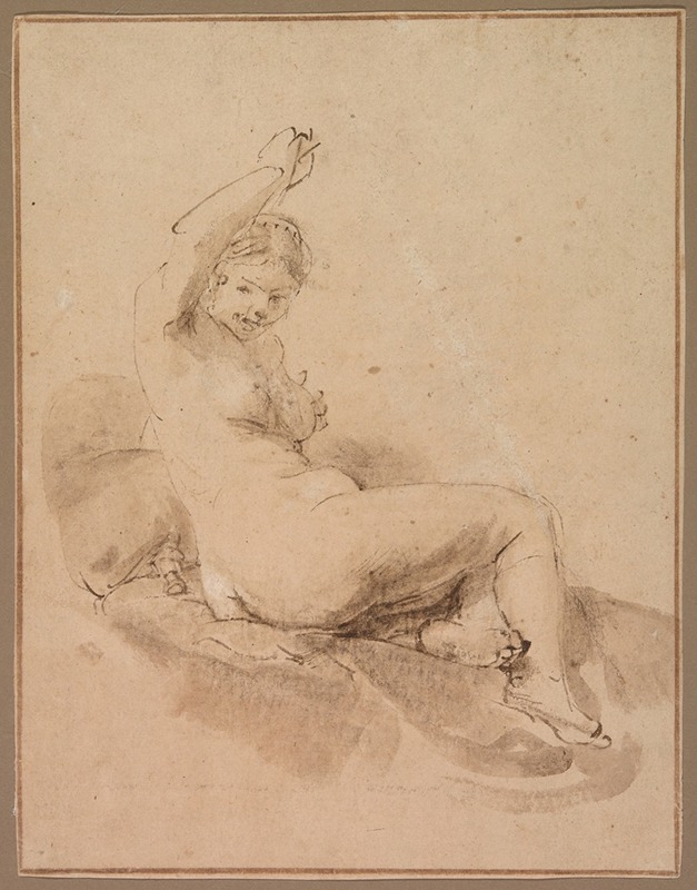 Female Nude Reclining with Arm Raised — Aert de Gelder