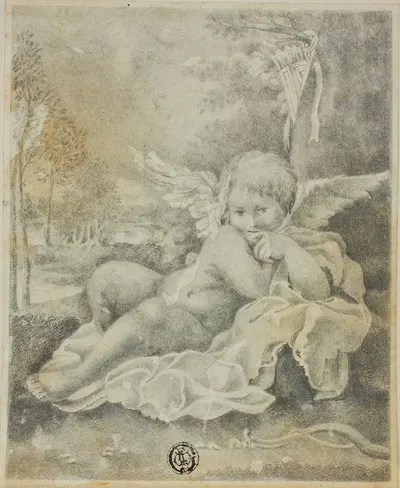 Cupid in a Landscape by After Bartolommeo Schedoni — digital art print download