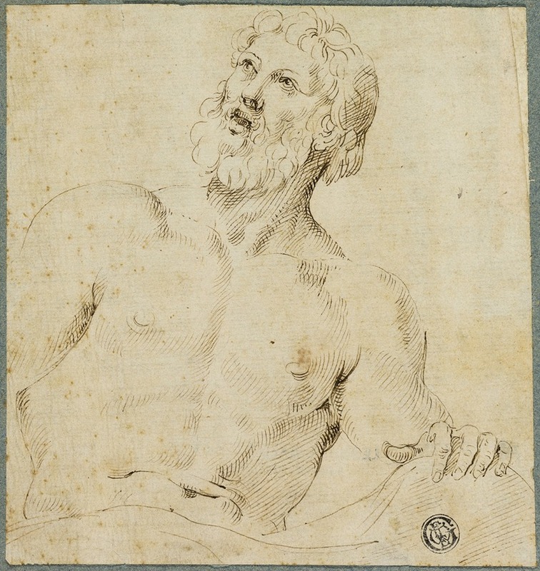 Half-length Sketch of Bearded Man — After Battista Franco