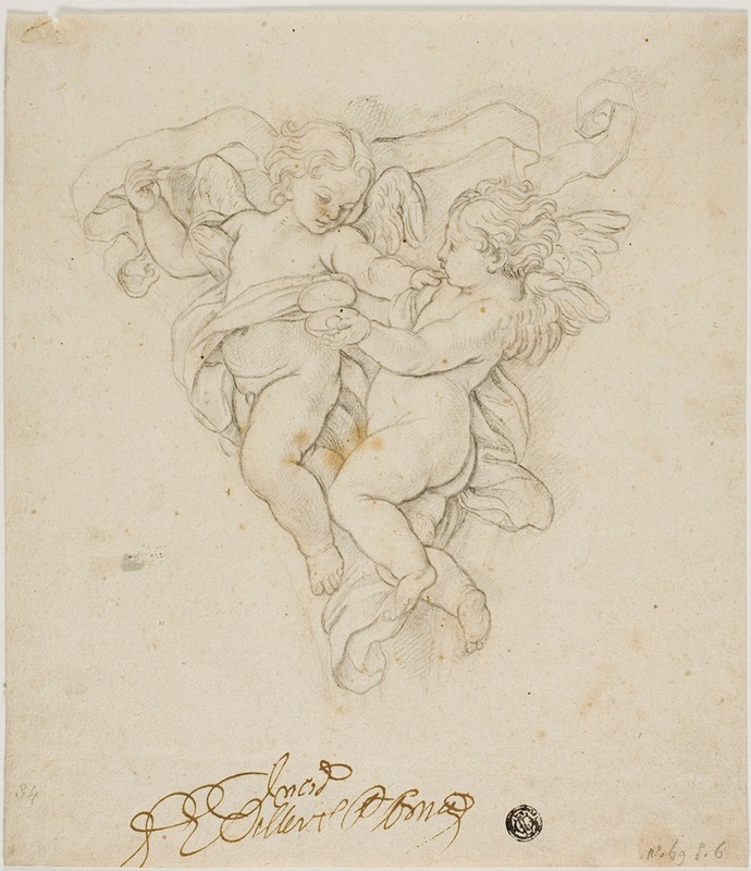 Spandrel Decoration with Two Putti by After Carlo Maratti — digital art print download