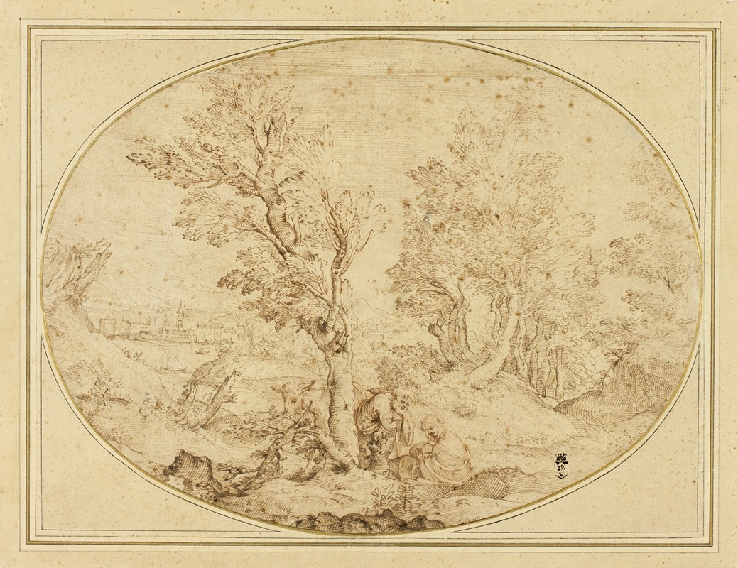 Rest on the Flight into Egypt by Агостино Караччи, c. 1590 — digital art print download